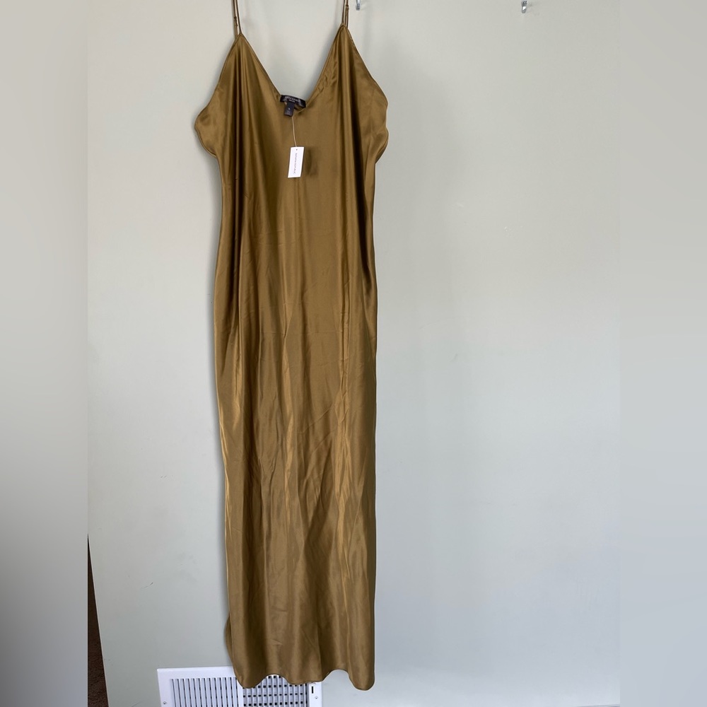 Banana Republic Silk Spaghetti Strap Dress, Size XL, Color Army Green